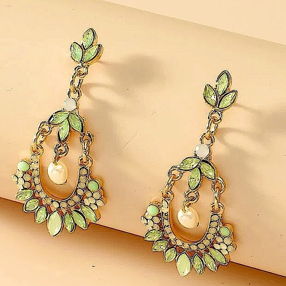 2 FOR $20 Pearl & Gemstone Decor Drop Earrings - Picture 2 of 4